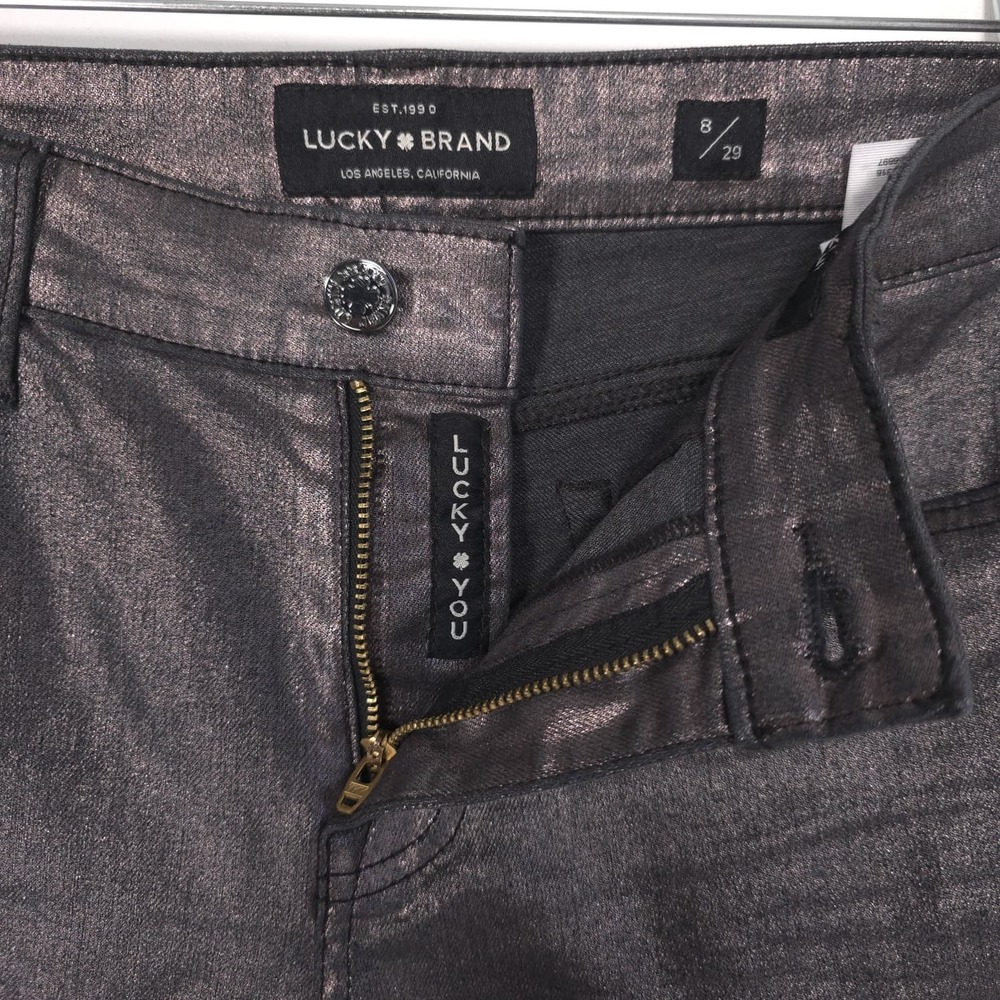 LUCKY BRAND Women's Jeans Ava Skinny Metallic 8‎ Gray Stretch Mid Rise - Picture 9 of 13